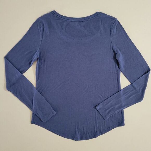 Express Women's Blue Crewneck Graphic Live in the Moment Long Sleeve Top - Picture 10 of 10